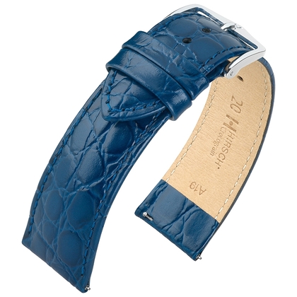 Hirsch Crocograin Uhrenarmband Blau
