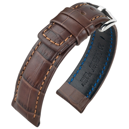 Hirsch Grand Duke Uhrenarmband 100m Alligator Relief Braun