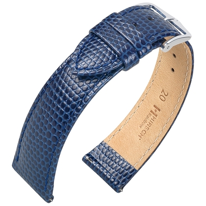 Hirsch Rainbow Uhrenarmband Lizardgrain Blau
