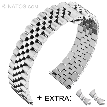 Jubilee Uhrenarmband Massiver Rostfreier Stahl + Extra Endstücke