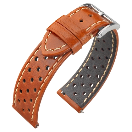 Rally Uhrenarmband Perforiertes Kalbsleder Hellbraun