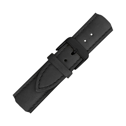 Paul Hewitt Leder Uhrenarmband Schwarz mit Schwarzer Schliesse 20mm
