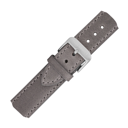 Paul Hewitt Leder Uhrenarmband Grau mit Stahlschliesse 20mm