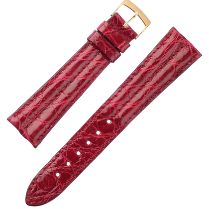 Coccodrillo Echtes Krokodilleder Uhrenarmband mit Doppelwulst Weinrot - 20mm