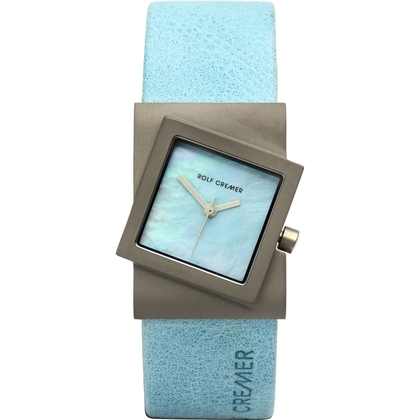 Rolf Cremer Turn 492369 Uhrenarmband Hellblau Leder 22mm