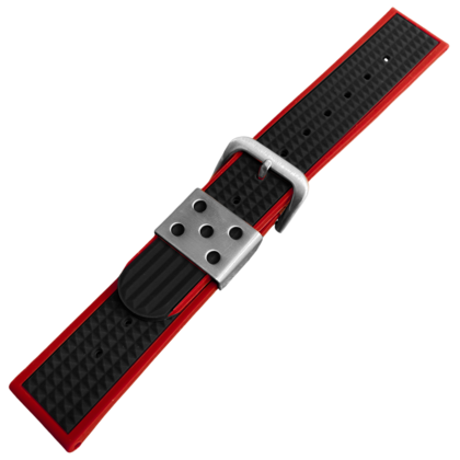 Waffle Strap Uhrenarmband Gummi Rot Schwarz