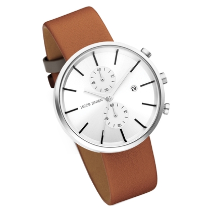 Jacob Jensen Uhrenarmband Linear 622 Leder Cognac 20mm