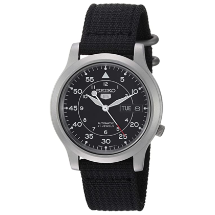 Seiko 5 Uhrenarmband SNK809 Schwarz Canvas 18mm