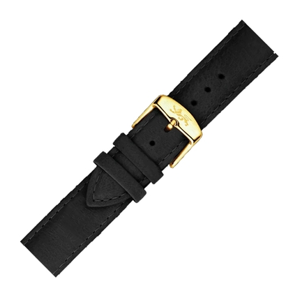 LLarsen / Lars Larsen 20mm Uhrenarmband Schwarzes Kalbsleder - Goldene Schliesse