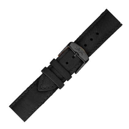 LLarsen / Lars Larsen 20mm Uhrenarmband Schwarzes Kalbsleder - Schwarze Schliesse