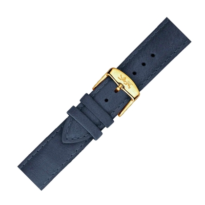 LLarsen / Lars Larsen 18mm Uhrenarmband Blaues Kalbsleder - Goldene Schliesse