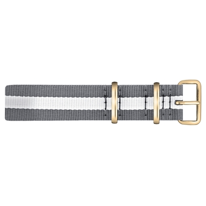 Paul Hewitt NATO Uhrenarmband Grau Weiss mit Goldener Schliesse 20mm