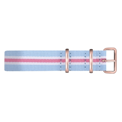 Paul Hewitt NATO Uhrenarmband Hellbleu Weiss Rosa mit Roségoldener Schliesse 20mm