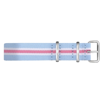 Paul Hewitt NATO Uhrenarmband Hellbleu Weiss Rosa mit Stahl Schliesse 20mm