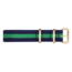 Paul Hewitt NATO Uhrenarmband Marineblau Grün mit Goldener Schliesse 20mm