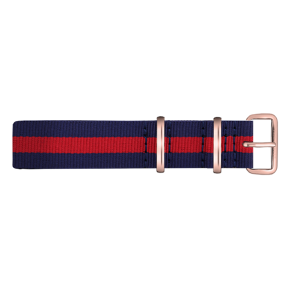 Paul Hewitt NATO Uhrenarmband Marineblau Rot mit Roségoldener Schliesse 20mm