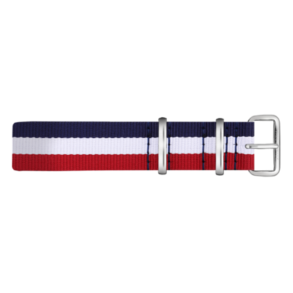 Paul Hewitt NATO Uhrenarmband Marineblau Weiss Rot mit Stahl Schliesse 20mm