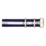 Paul Hewitt NATO Uhrenarmband Marineblau Weiss mit Goldener Schliesse 20mm