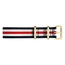 Paul Hewitt NATO Uhrenarmband Marineblau Weiss Rot mit Goldener Schliesse 20mm