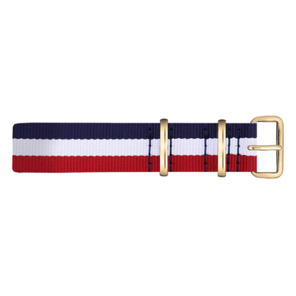Paul Hewitt NATO Uhrenarmband Marineblau Weiss Rot mit Goldener Schliesse 20mm