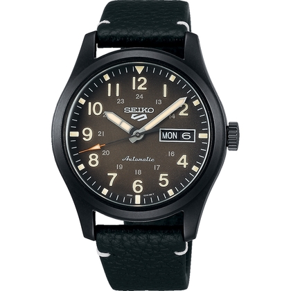 Seiko 5 Sports SRPG41 Uhrenarmband Leder Schwarz 20mm
