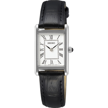 Seiko SWR053 Uhrenarmband Leder Schwarz 14mm