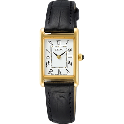 Seiko SWR054 Uhrenarmband Leder Schwarz 14mm