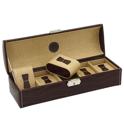 Friedrich23 Uhrenbox "Le Croc 5" für 5 Uhren dunkelbraun