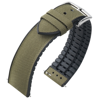 Hirsch Arne Performance Recyceltes Uhrenarmband Grünes PET / Schwarzer Kautschuk