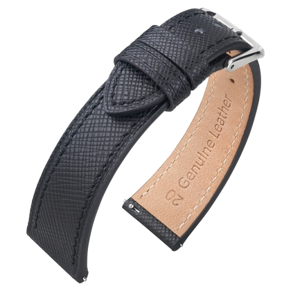 Saffiano Uhrenarmband Kalbsleder Schwarz