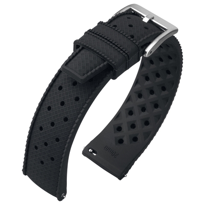 Tropic Style Basket Weave Uhrenarmband Silikon Gummi Schwarz