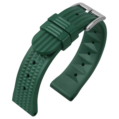 Seiko Style Waffle Strap Uhrenarmband Gummi Grün