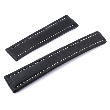 Happel BRT Uhrenarmband für Breitling Faltschliesse Haifischleder Schwarz