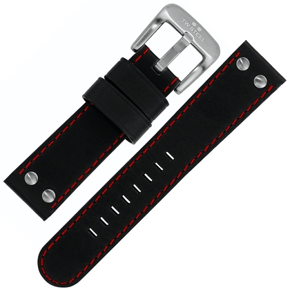 TW Steel Uhrenarmband TW11, TW78 - Schwarz mit Roter Naht 22mm