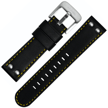 TW Steel Uhrenarmband TW670, TW672, TW675 - Schwarz mit Gelber Naht 22mm
