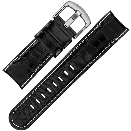 TW Steel Grandeur Uhrenarmband TW51 - Schwarzes Kalbsleder Krokoprint 24mm