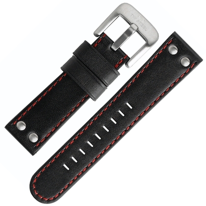 TW Steel Uhrenarmband TW410, TW414 - Schwarz mit Roter Naht 22mm