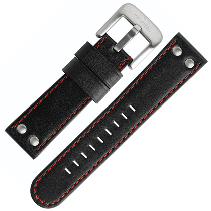 TW Steel Uhrenarmband TW411, TW415 - Schwarz mit Roter Naht 24mm