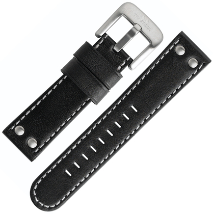 TW Steel Uhrenarmband TW408, TW412 - Schwarz mit weisser Naht 22mm 