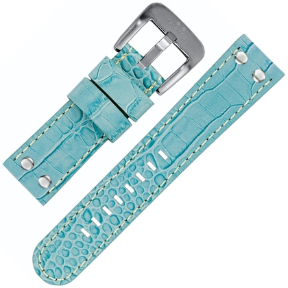 TW Steel Uhrenarmband - Hellblau Krokoprint 22mm