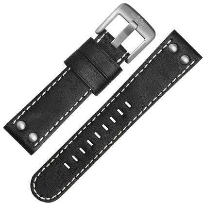 TW Steel Uhrenarmband CS2, CS4 - TWS2 Schwarz mit Weisser Naht 24 mm