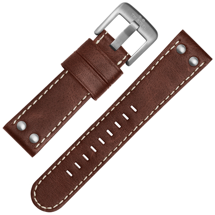 TW Steel Uhrenarmband CS21, CS23 - TWS21 Braun mit Weisser Naht 22mm