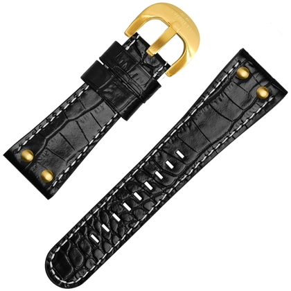 TW Steel Goliath Uhrenarmband TW107, Kroko Kalbsleder Schwarz 26mm