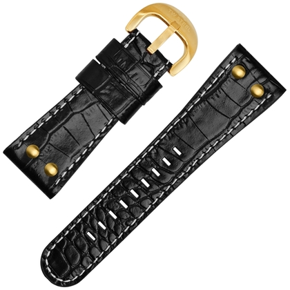 TW Steel Goliath Uhrenarmband TW108, TW110, TW114 - Kroko Kalbsleder Schwarz 30mm