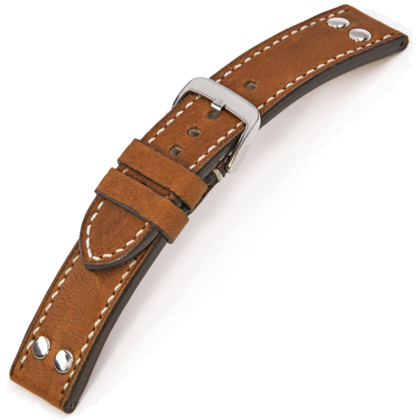 Happel Rockford Uhrenarmband Vintageleder mit Nieten Cognac