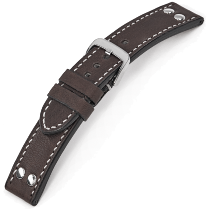 Happel Rockford Uhrenarmband Vintageleder mit Nieten Braun