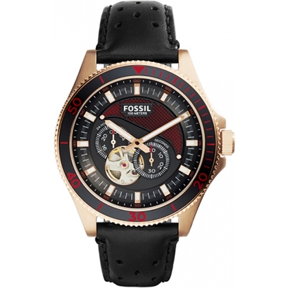 Fossil ME3091 Uhrenarmband Leder Schwarz