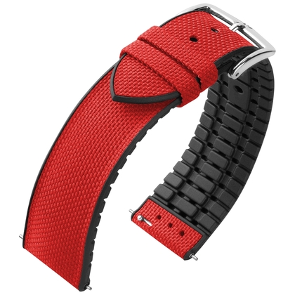 Hirsch Arne Performance Recyceltes Uhrenarmband Rotes PET / Schwarzer Kautschuk