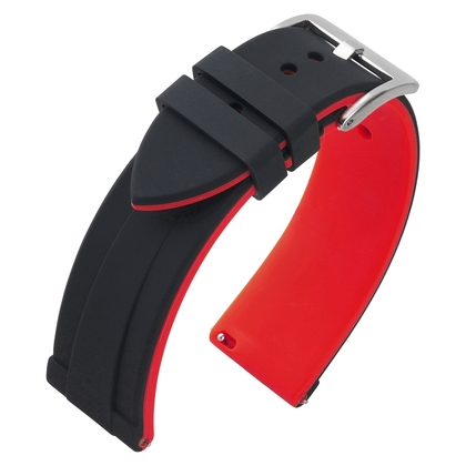 Silikon Gummi Uhrenarmband Schwarz Rot