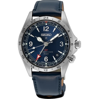 Seiko Prospex Alpinist GMT Uhrenarmband SPB377 Leder Blau 20mm